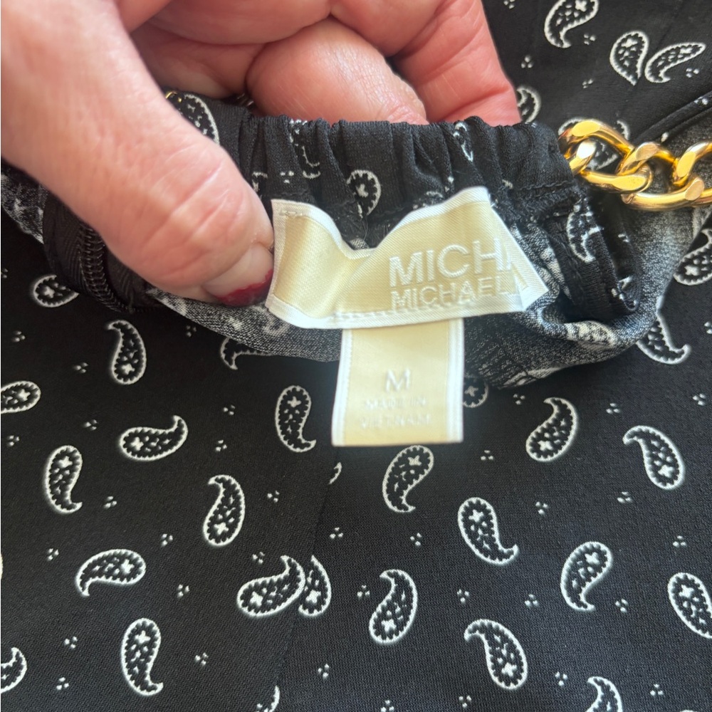 Michael Michael Kors Paisley Halter Chain Neck Handkerchief Hem Top Size M - Picture 2 of 7